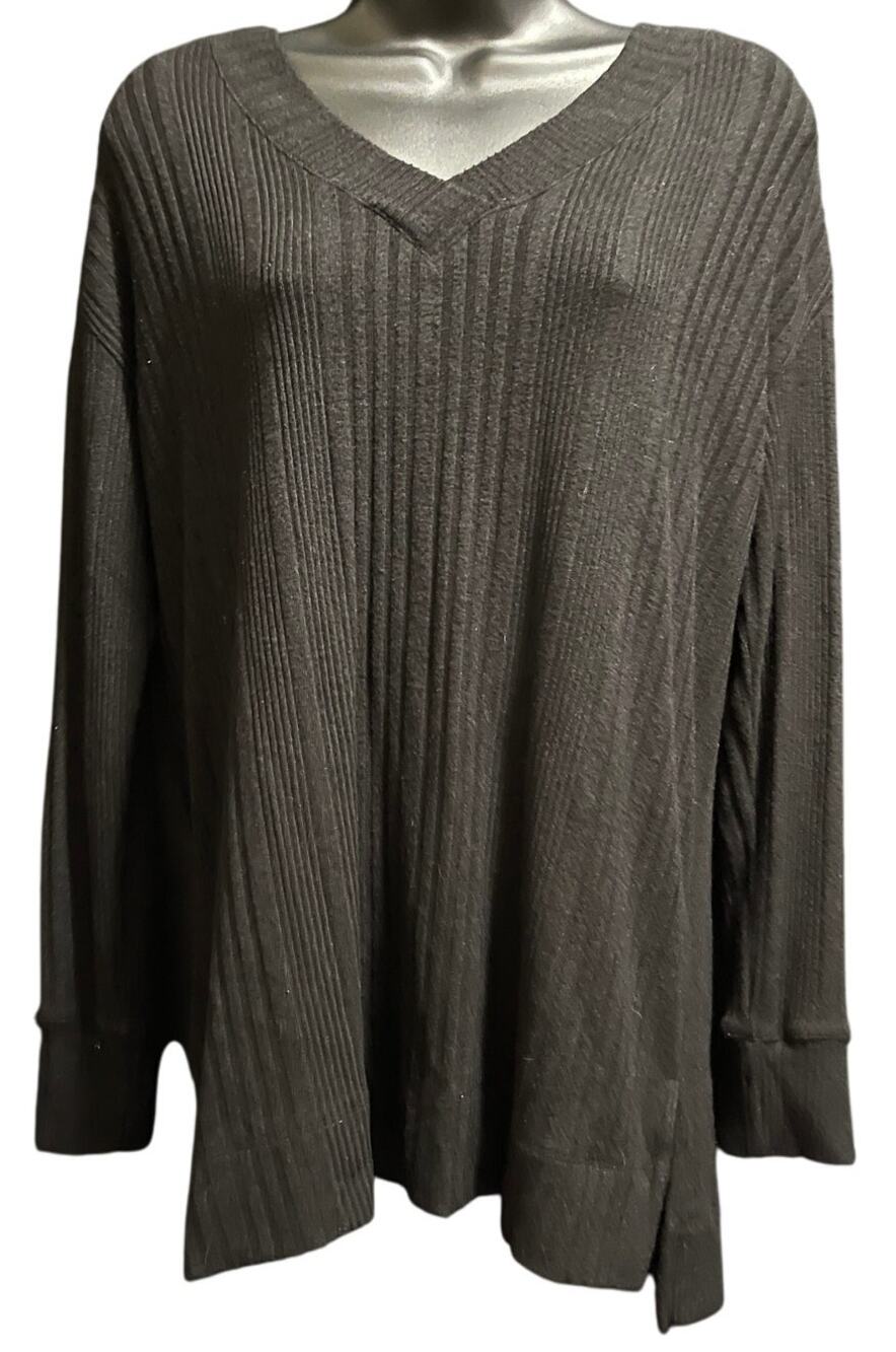 Andrew Marc Black Ribbed Long Sleeve Sweater - Size XS